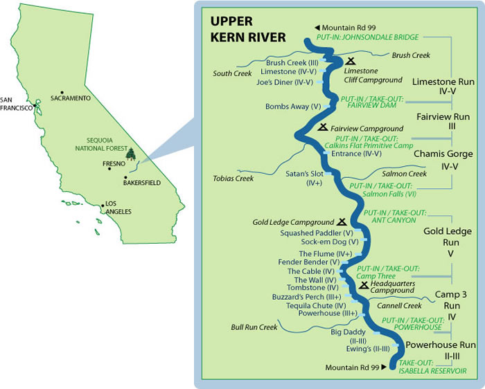 Upper Kern  Mile-By-Mile Map