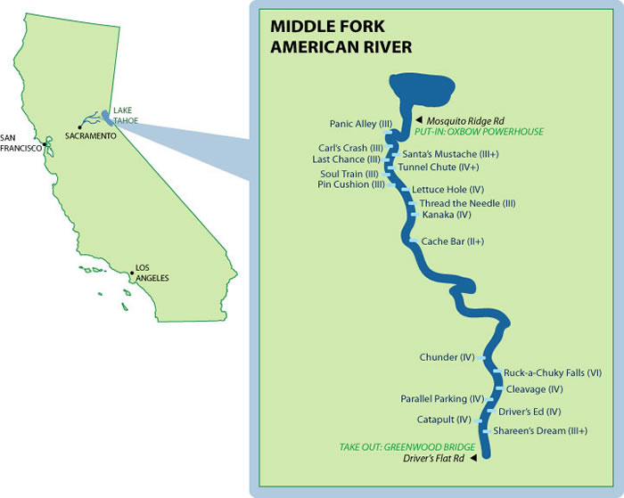 Middle Fork American Mile-By-Mile Map