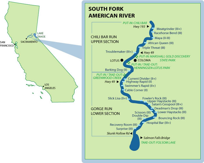South Fork American Mile-by-Mile Map