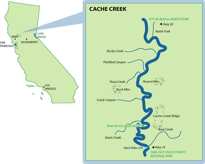 Cache Creek Mile-By-Mile Map