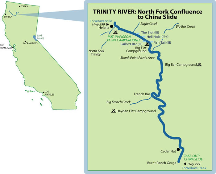 North Fork Tinity River Mile-By-Mile Map